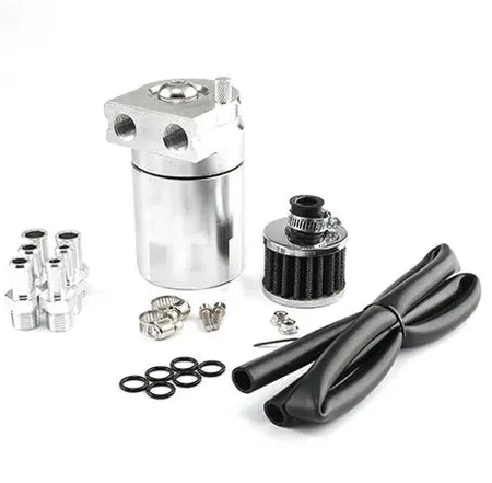 Universal Baffled Aluminum Oil Catch Can Reservoir Tank Oil Tank With Breather Filter OCC-1020A by InterCyprus Trading Ltd