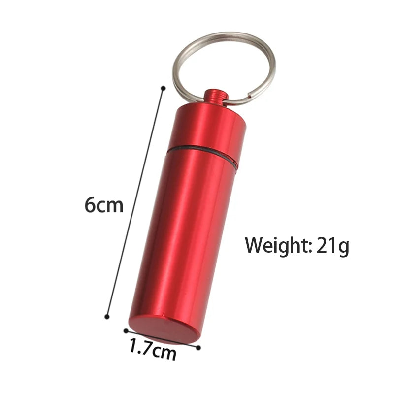 Waterproof Aluminum Pill Box Keychain - Portable Medicine Container with Carabiner for Outdoor Use