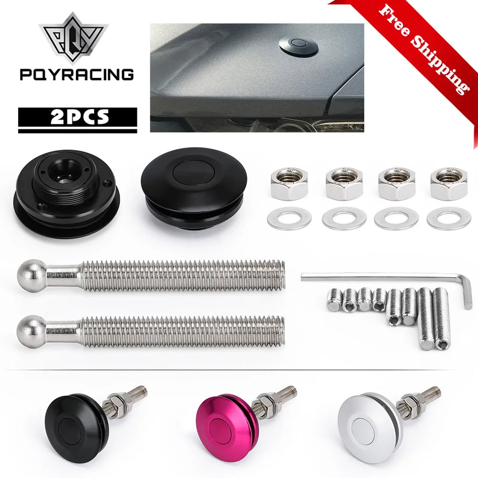 Hood Pins Kit for Ford Mustang Push Button Billet Aluminum Lock Clip for Hood Security