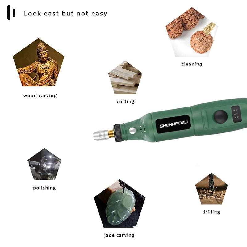 DONUMEH Mini Electric Drill &amp; Grinder Set with 3 Speed Options