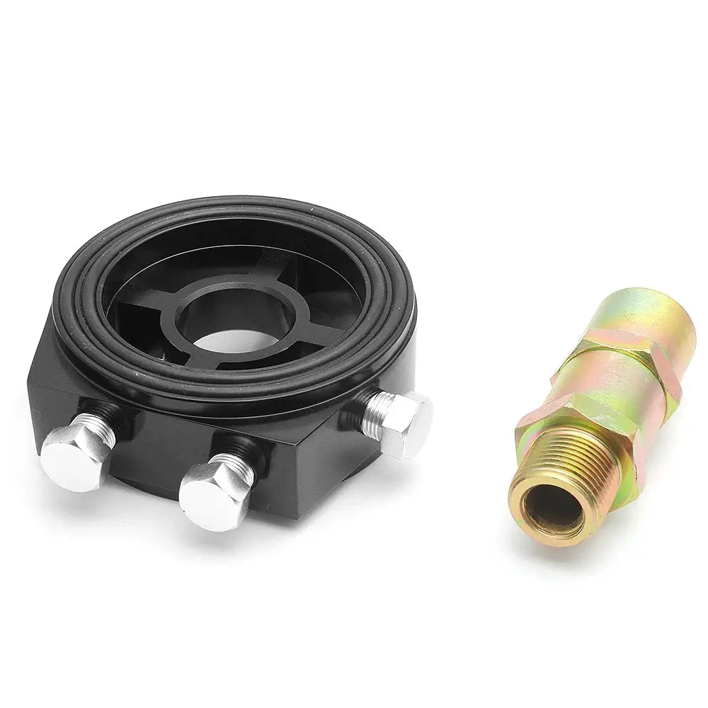 Universal Aluminum Oil Filter Sandwich Plate Thread Adapter, Oil Cooler Pressure Temp Gauge Adapter Kit by InterCyprus Trading Ltd