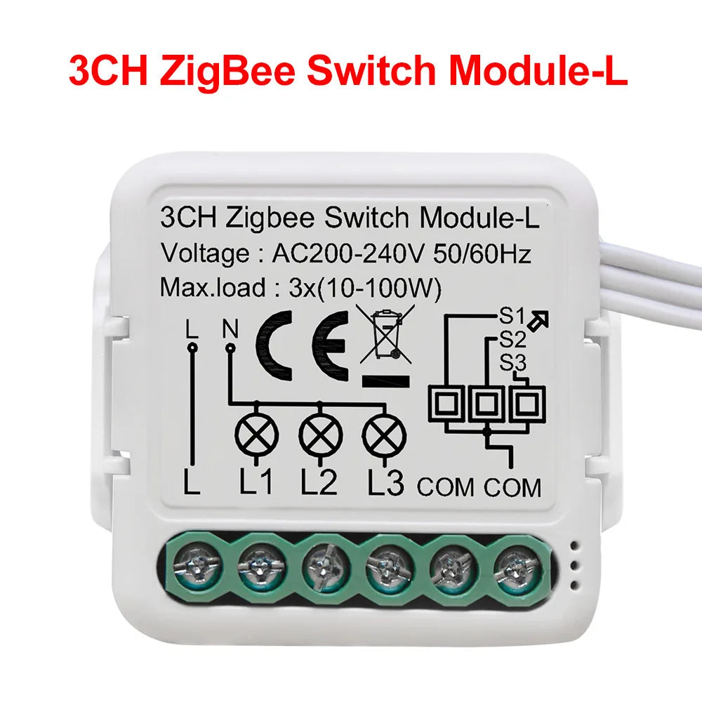 GIRIER ZigBee 3.0 Smart Light Switch Module - No Neutral Wire, Voice and App Control 3 Gang