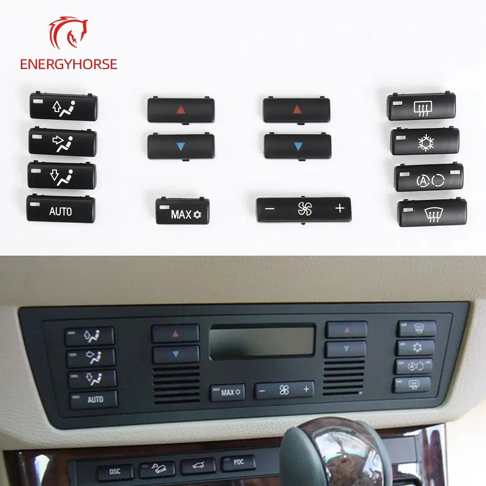 14PCS Console AC Heater Climate Key Control Switch Air Conditioning Button Cover Key For BMW 5 Series E39 X5 E53 525 530 540 M5 by InterCyprus Trading Ltd