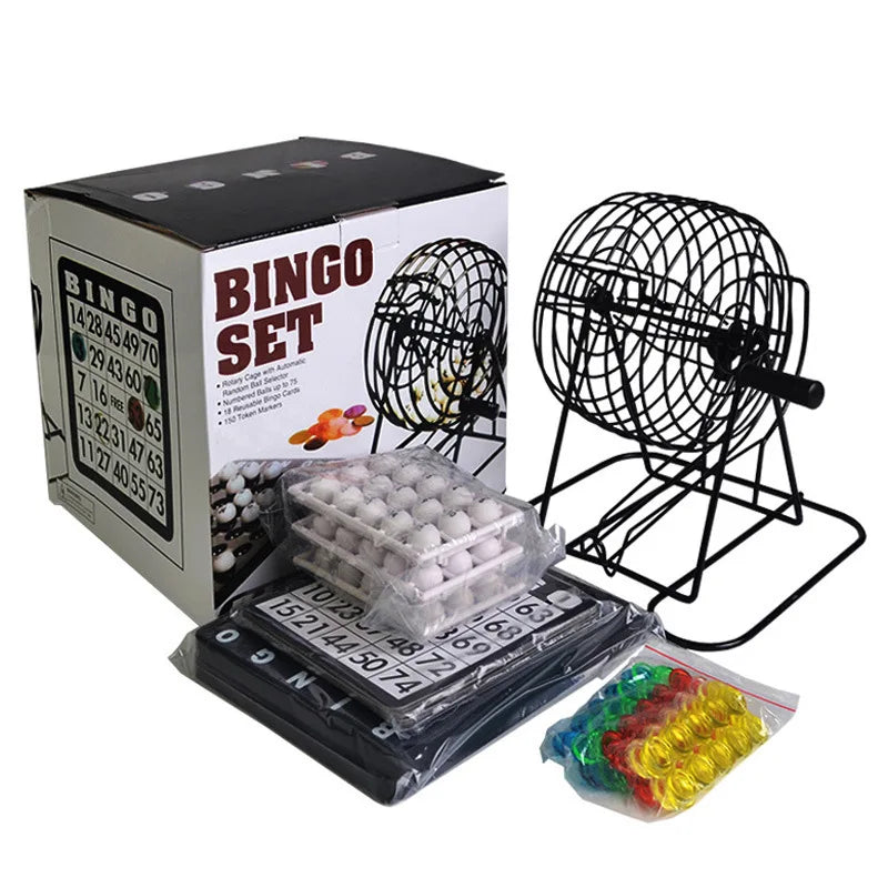 Stalen Bingo Kooi Spelset Met Nummerkaarten, Ballen En Masterbord Voor Feesten