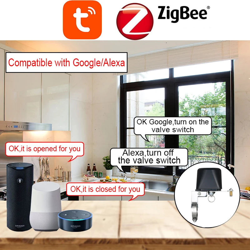 Tuya ZigBee Smart Wireless Gas Water Valve &ndash; Alexa Capable