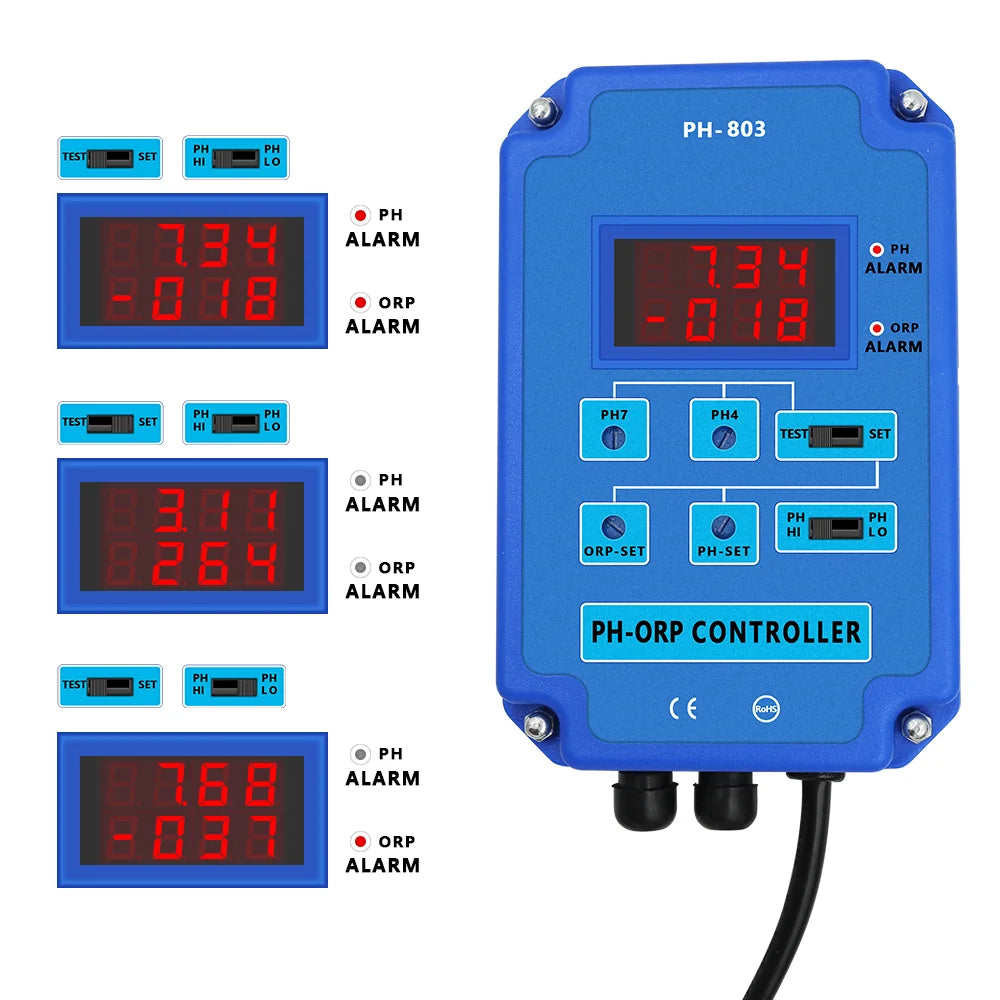 PH-803 2 In 1 PH ORP Controller Monitor &ndash; Digital Redox