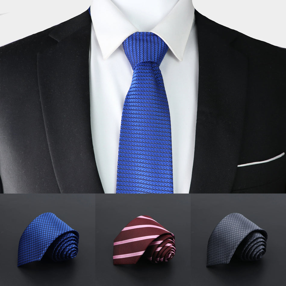 Elegant Solid Colour Jacquard Necktie for Men