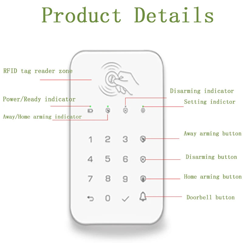 K10 Wireless Touch Keyboard Lock &ndash; RFID Passcode Arm Disarm