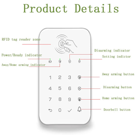 K10 Wireless Touch Keyboard Lock &ndash; RFID Passcode Arm Disarm