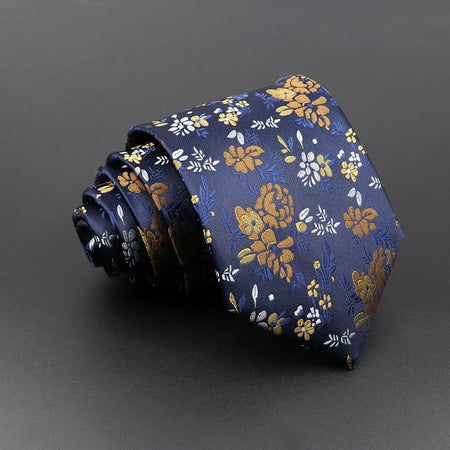 Men's Floral Tie with Brown Bear and Horse Print 1