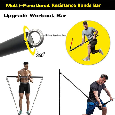 Workout Bar Fitness Resistance Bands Set &ndash; Versatile At Home