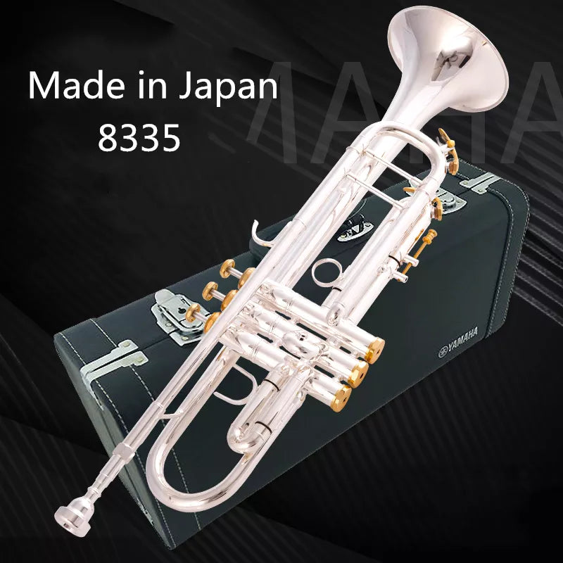 🟠 Κατασκευάστηκε στην Ιαπωνία ποιότητα 8335 BB Trumpet B Flat Brass Silver Plated Professional Trumpet Musical Instruments με δερμάτινη θήκη