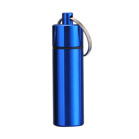 Waterproof Aluminum Pill Box Keychain - Portable Medicine Container with Carabiner for Outdoor Use blue / 61x17MM / CHINA