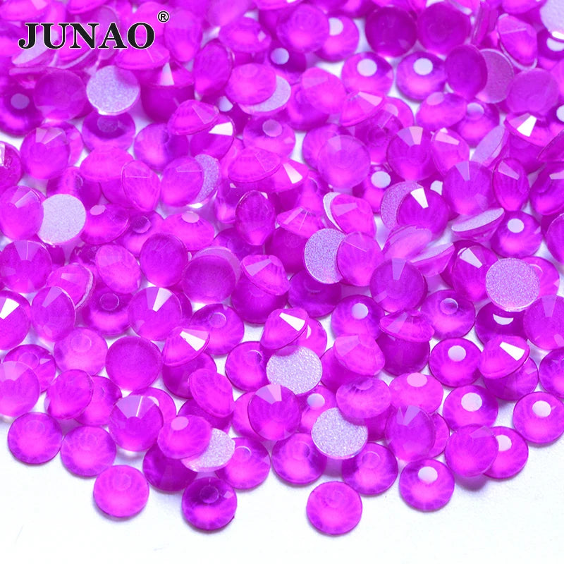 JUNAO SS6 SS8 SS10 SS12 SS16 SS20 &ndash; Vibrant Neon Yellow Glass Rhinestones for Nail Art