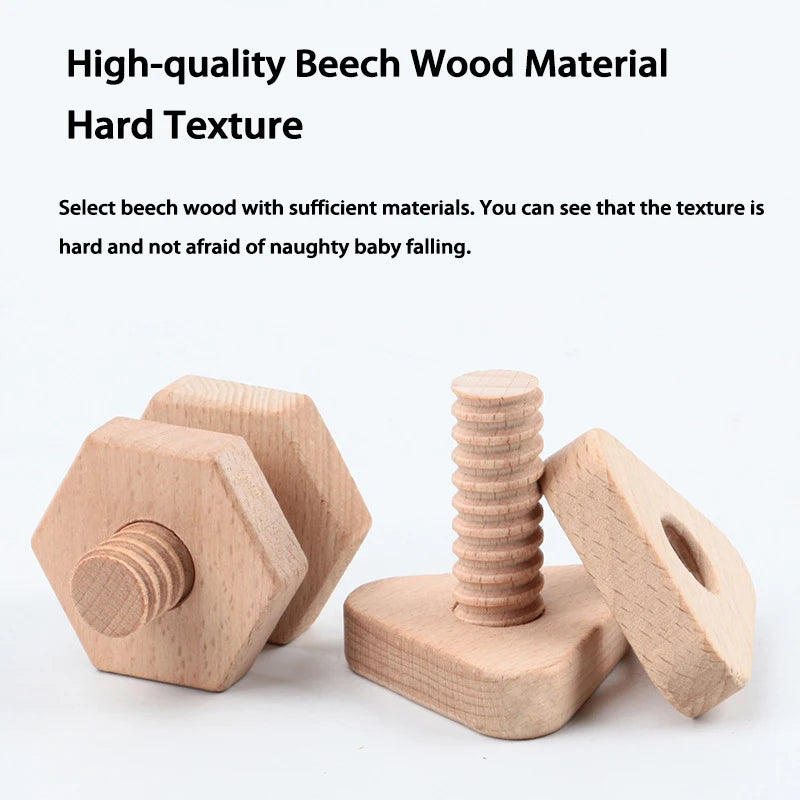 Beech Baby Toys Screw Nut Wooden Blocks &ndash; Motor Skills