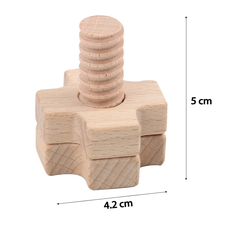 Beech Baby Toys Screw Nut Wooden Blocks &ndash; Motor Skills A