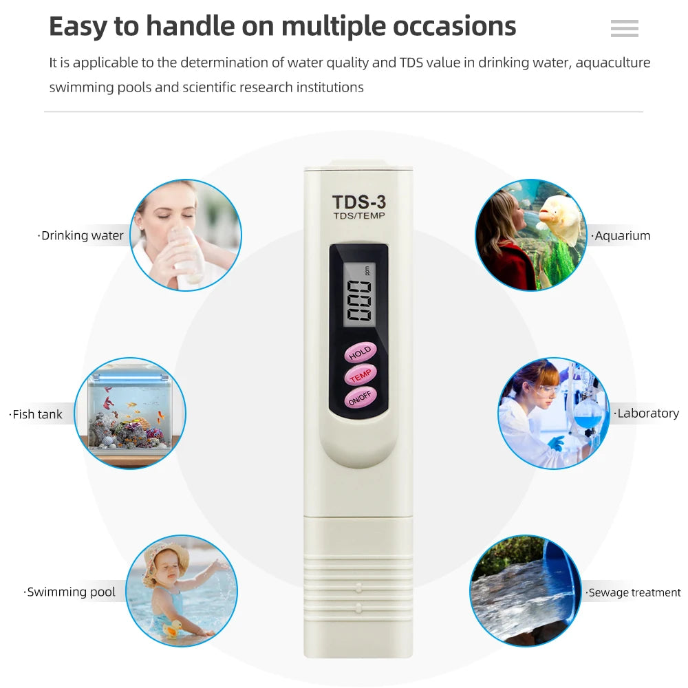 TDS Meter 0-9990ppm Digital PH Meter - High Precision