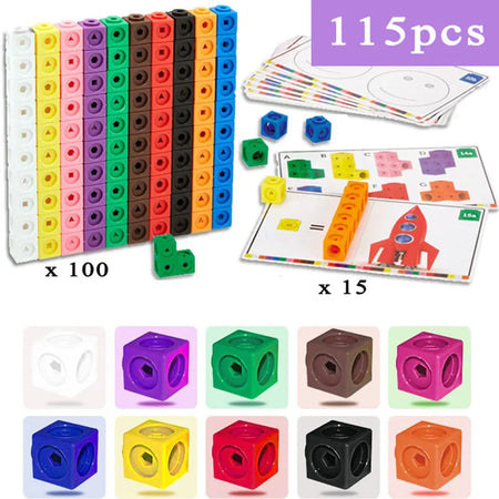 Montessori Rainbow Link Cubes - Educational Counting Blocks BZS00001C