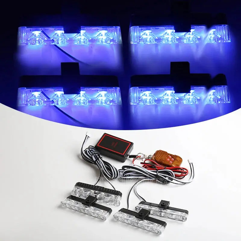 Grill Car LED Light Strobe Red Blue Emergency Remote Wireless Control Flash Signal Fireman Beacon Warning Lamp by InterCyprus Trading Ltd