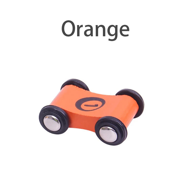 Brozebra BOS10076 Wooden Pull Back Car &ndash; Inertia Glider Orange