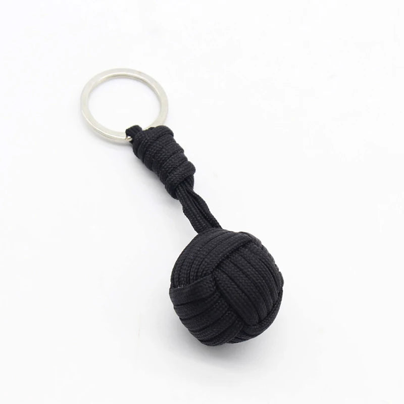 Monkey Fist Paracord Key Chain &ndash; Stainless Steel Ball Black