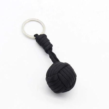 Monkey Fist Paracord Key Chain &ndash; Stainless Steel Ball Black