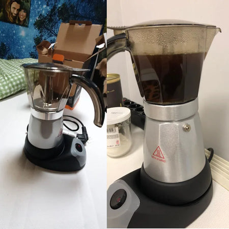 Electric Italian Coffee Maker - 3 to 6 Cup Percolator - Aluminium