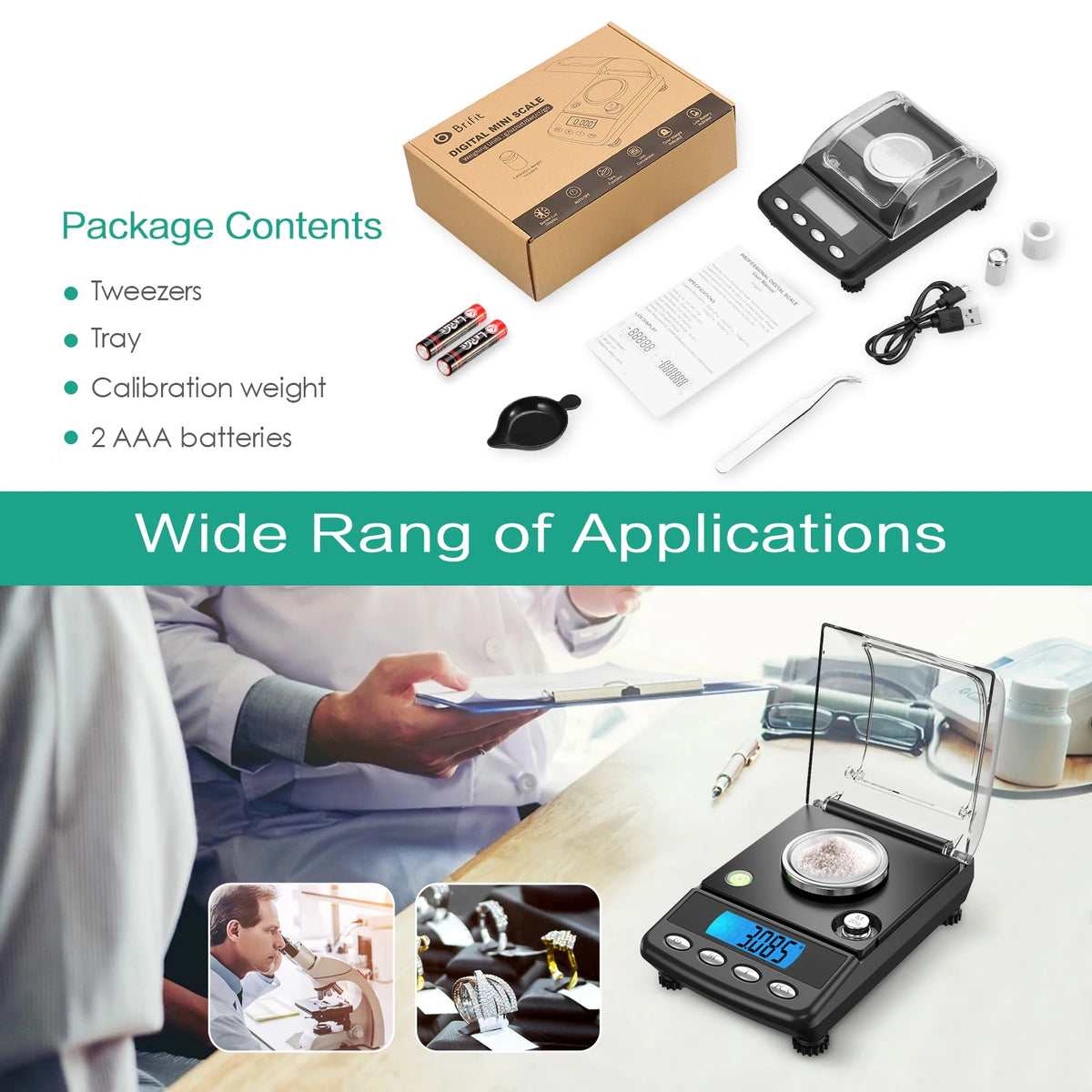 Amir 0.001g Precision Digital Jewelry Scale &ndash; Ultra-Accurate Weighing