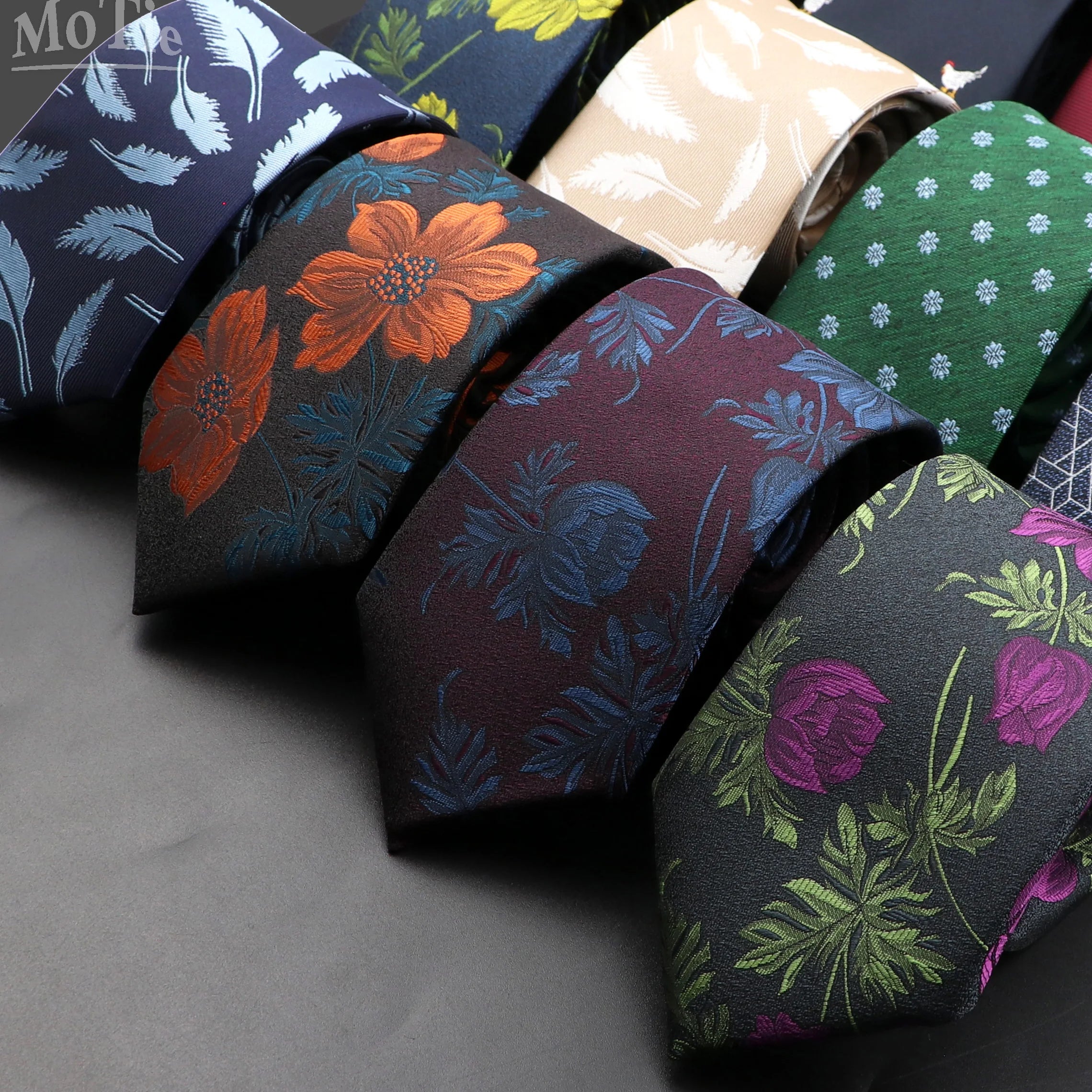 Floral Men's Tie in Red, Blue, and Green for Business or Wedding