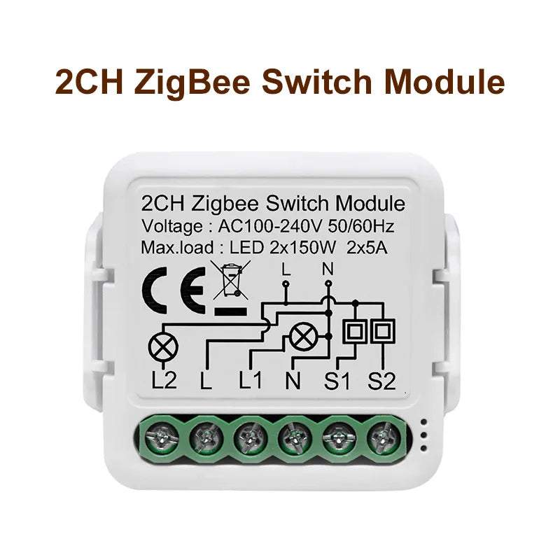 GIRIER Tuya ZigBee 3.0 Smart Switch Module - 10A DIY Home Automation 2 Gang