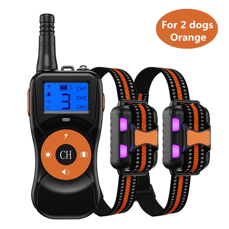 T502 Dog Training Collar &ndash; Rechargeable 4 Modes Waterproof for 2 dogs orange