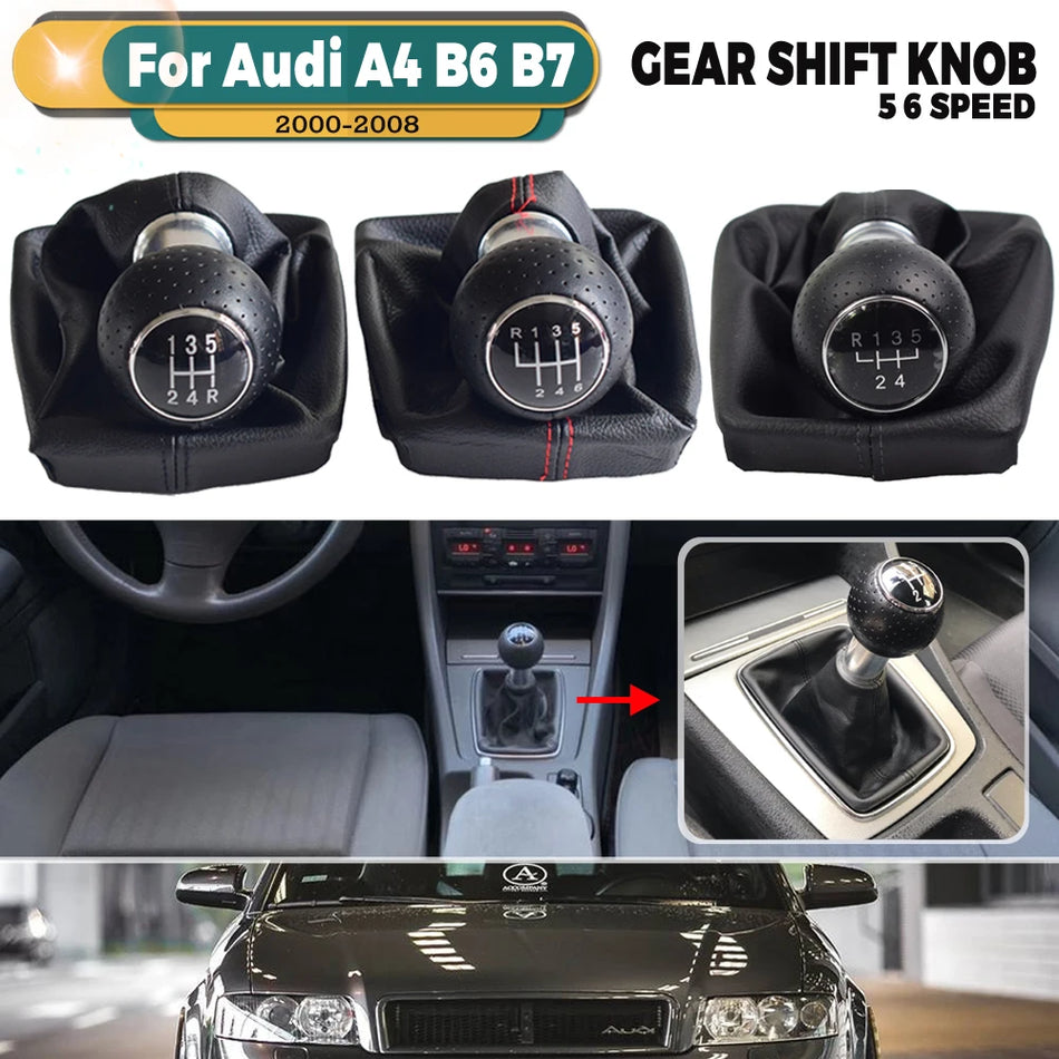 Coroana schimbătorului de viteze din piele, capac rezistent la praf pentru Audi A4 B6