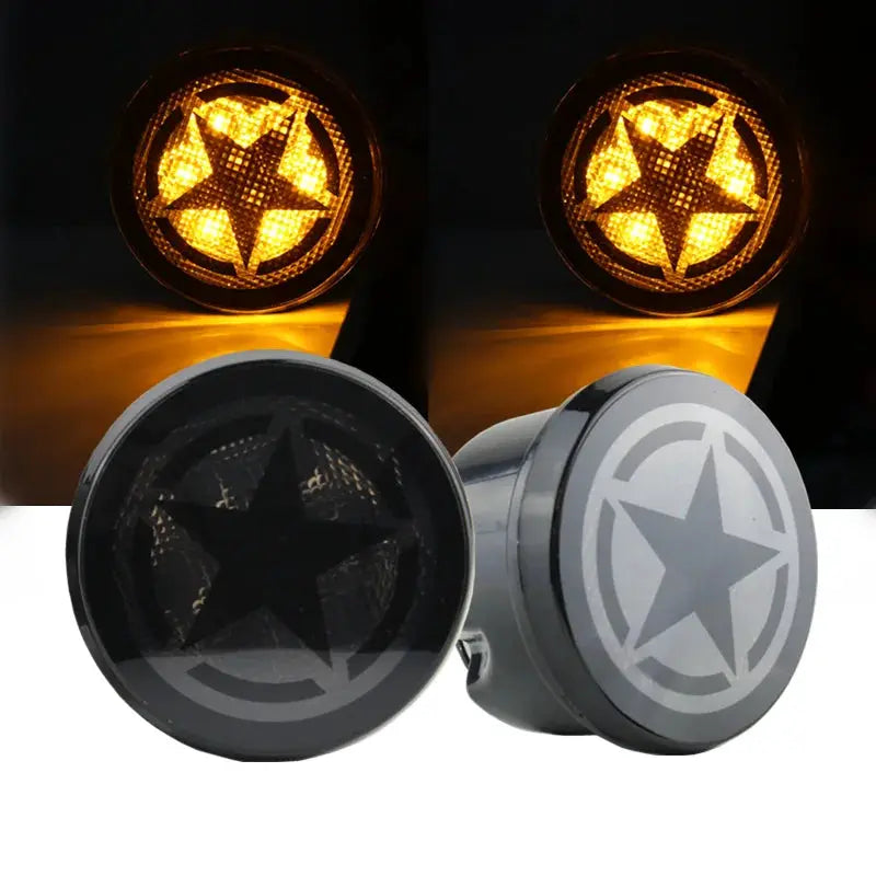 LED Turn Signal Lights for Jeep Wrangler JK & Unlimited 2007-2018 Star Front Grill Indicator Blinkers Parking Lights by InterCyprus Trading Ltd