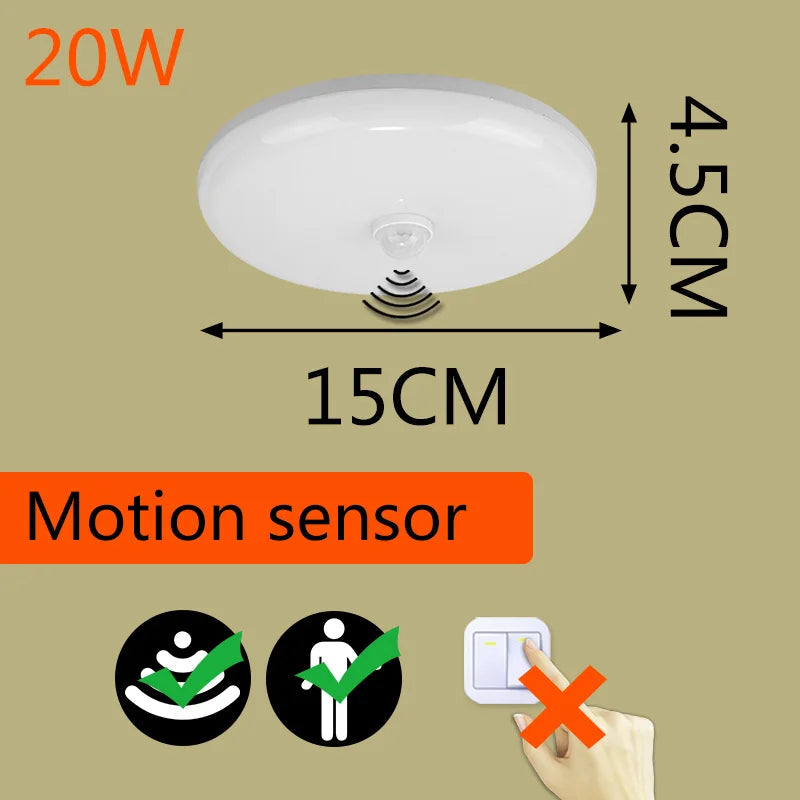 Smart LED Ceiling Light with Motion Sensor for Home &amp; More 20W 15cm / 220-240V / Warm White