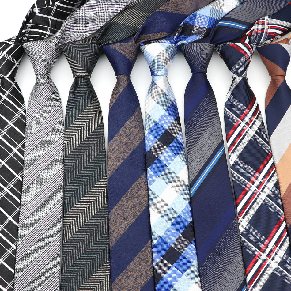 ZLQ&amp;GOUP 6cm Stylish Polyester Plaid Slim Tie for Men