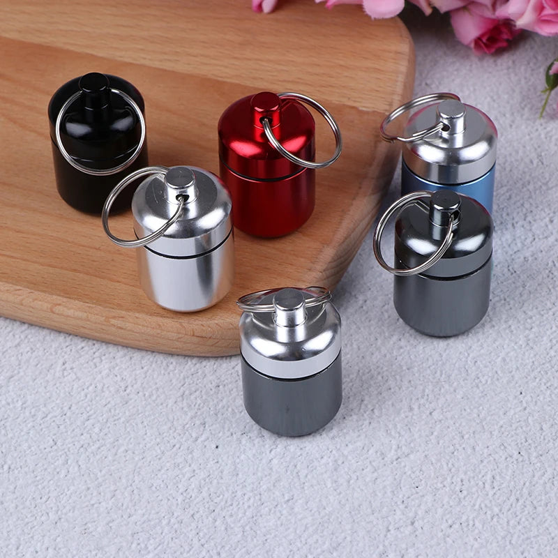 Compact Waterproof Aluminum Alloy Pill Box Keychain &ndash; Portable Medicine Storage Container for Travel and Health Care