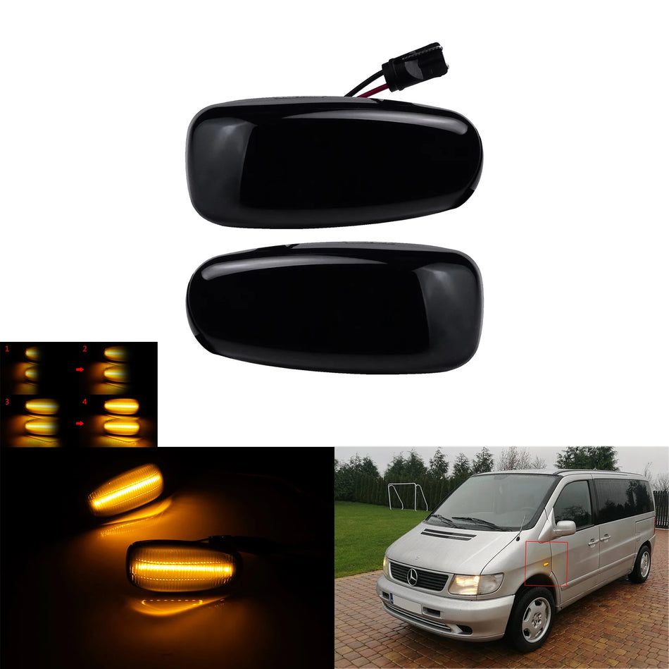Dinaminė LED šoninė žibintų šviesa Mercedes-Benz C208 W210 R170 Vito W638 Vaneo