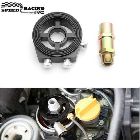 Universal Aluminum Oil Filter Sandwich Plate Thread Adapter, Oil Cooler Pressure Temp Gauge Adapter Kit by InterCyprus Trading Ltd