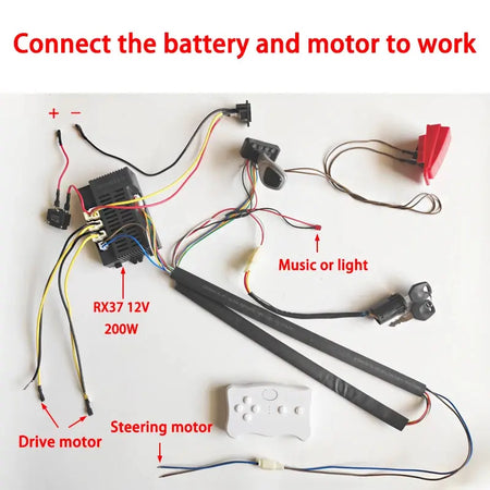 DIY 24V 200W wire harness for children's electric car with switch and remote control receiver Ride On Toys Accessories set by InterCyprus Trading Ltd