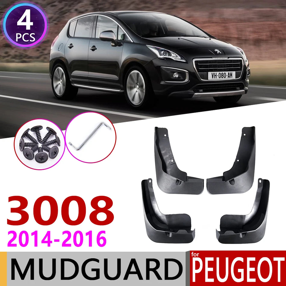 Peugeot 3008 2014-2016 Front &amp; Rear Mudflap Set - Deluxe TPO Plastic Splash Guards for Ultimate Protection Default Title