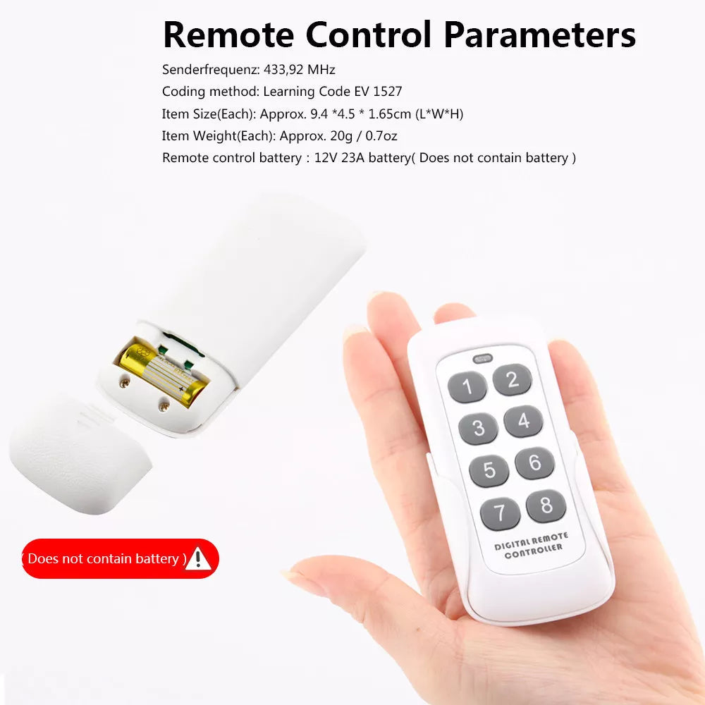 Wireless 433MHz Remote Control Switch for Garage Doors