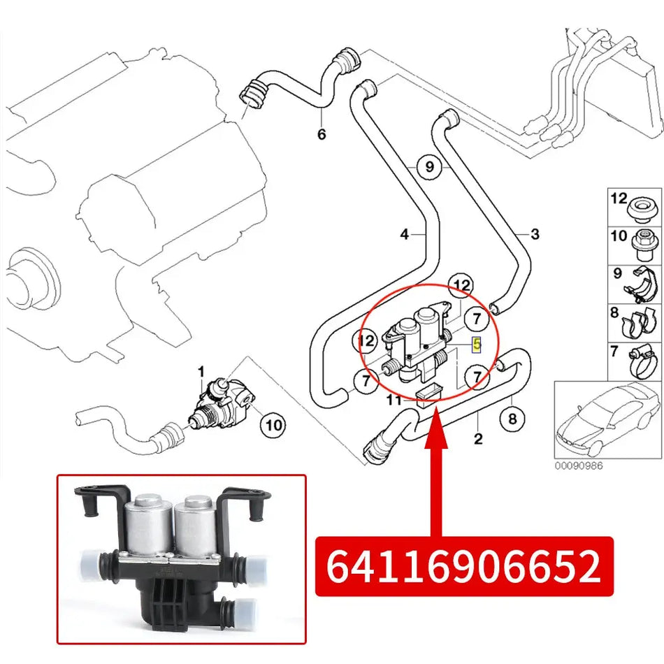 Heater Control Valve 64116906652 For BMW E60 E63 E65 E66 535i 535i xDrive 535xi 545i 550i 645Ci X5 5 6 7 Series by InterCyprus Trading Ltd
