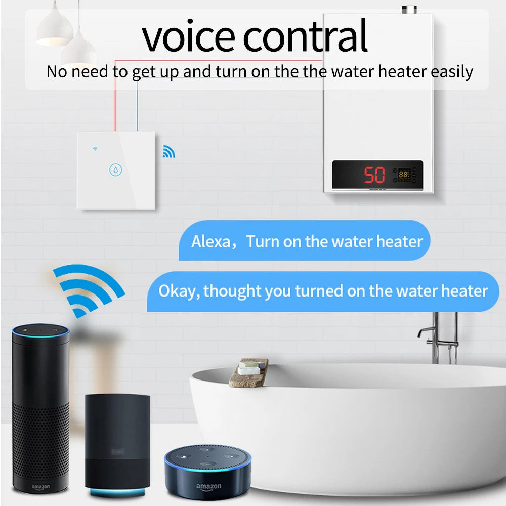 Smart Water Heater Switch with Voice Control and Touch Panel