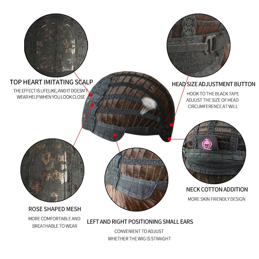 7JHH WIGS Brown Ash Long Deep Wave Wig with Bangs