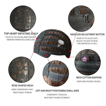 7JHH WIGS Brown Ash Long Deep Wave Wig with Bangs