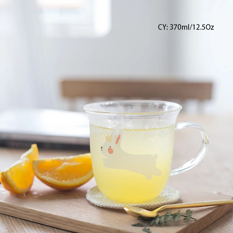 Creative Killer Whale Glass Mug 350ml - Heat Resistant Crown Rabbit 370ml / 280-500ml