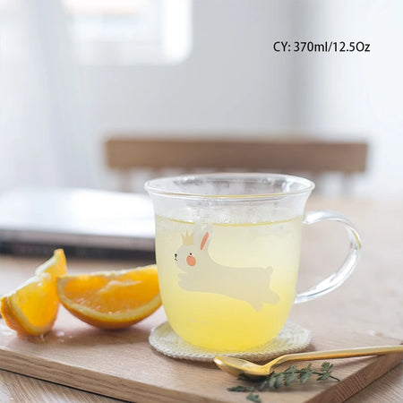 Creative Killer Whale Glass Mug 350ml - Heat Resistant Crown Rabbit 370ml / 280-500ml