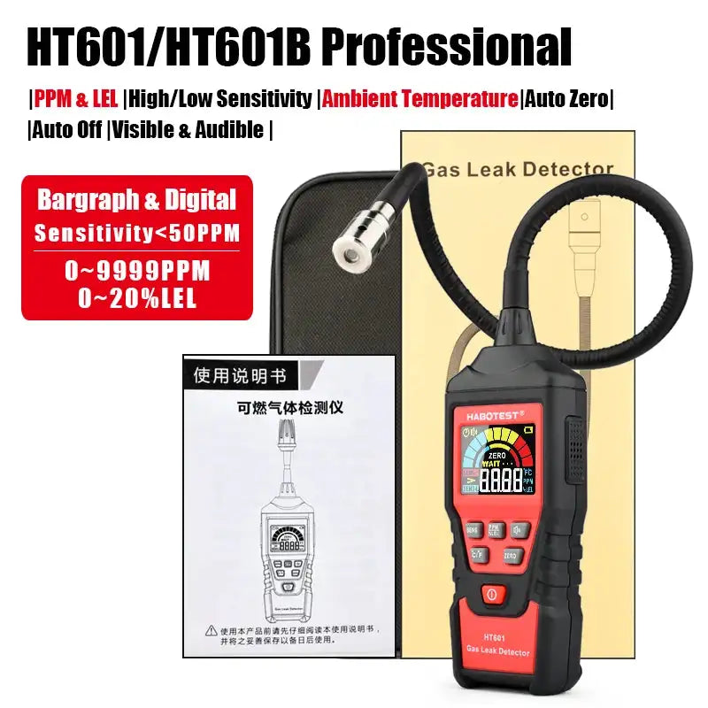 Portable Combustible Gas Detector and CO Meter with LCD