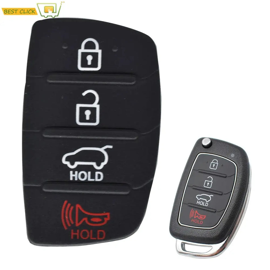 Rubber Car Key Cover Pad For Hyundai Tucson Santa fe / ix45 Sonata i40 4 Button Repair Car Key Shell Replacement Fob Case Skin by InterCyprus Trading Ltd