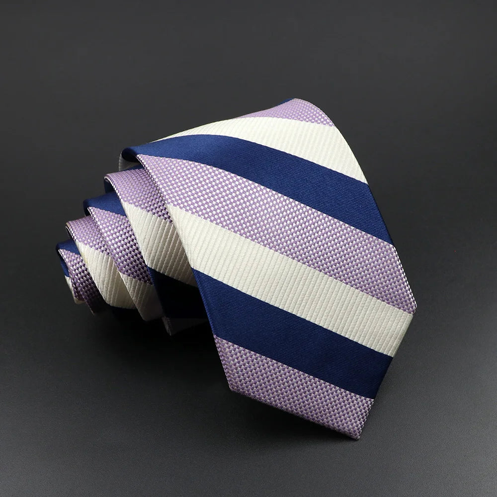 Men's 100% Silk Classic Striped Necktie for Business and Weddings